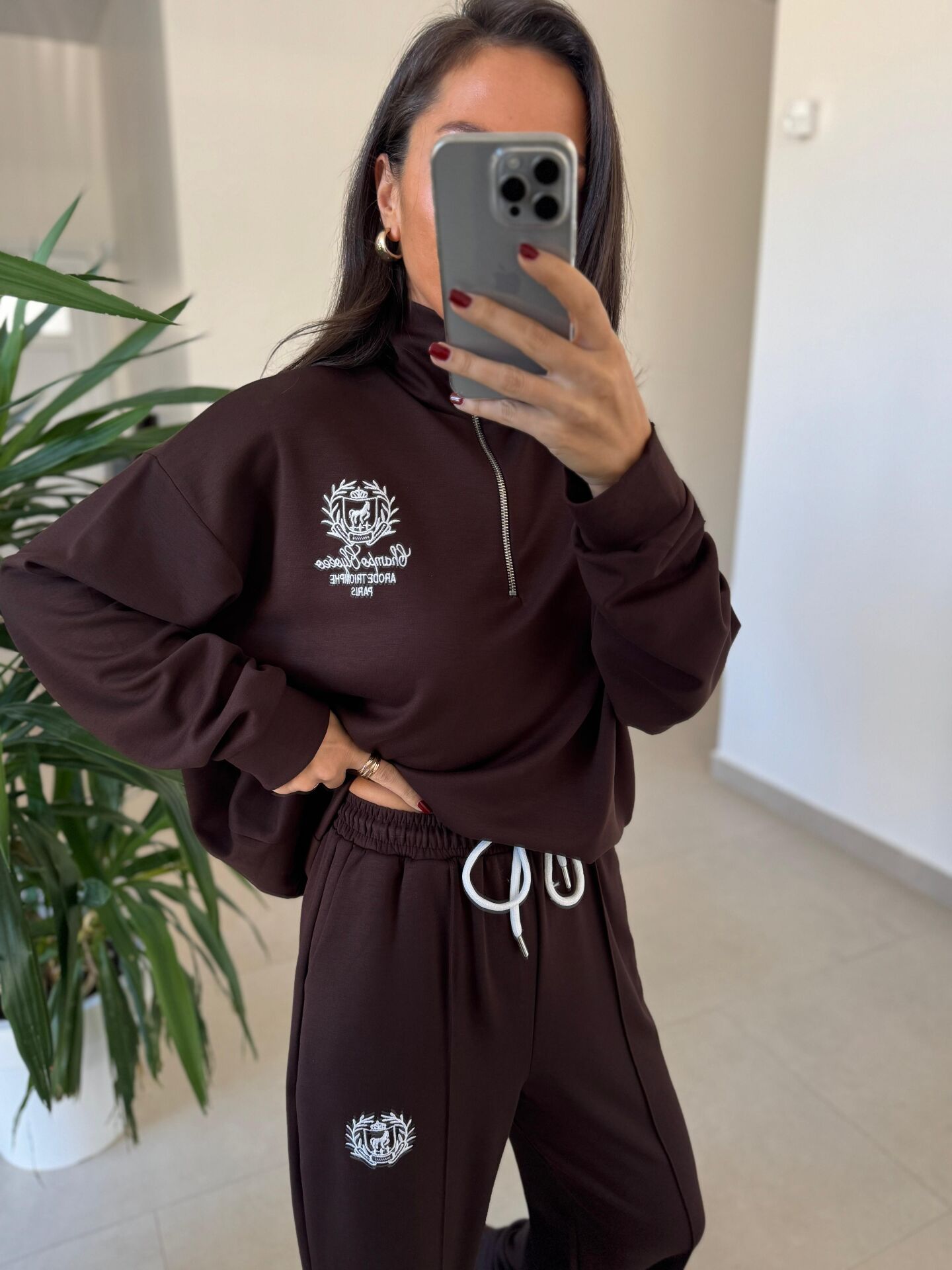 Ms 60077 Kahve Armalı Modal Takım