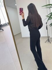 Qs 1166 Siyah İspanyol Paça Çelik Tayt Pantolon