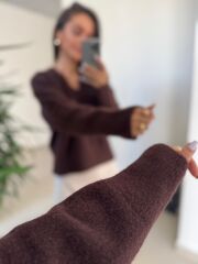 Dv 10645 Kahve V Yaka Yumoş Triko