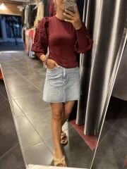 Bordo karpuz kol triko