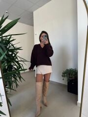 Dv 10645 Kahve V Yaka Yumoş Triko