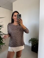 Dv 10666 Leopar Bisiklet Yaka Triko