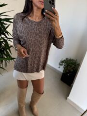 Dv 10666 Leopar Bisiklet Yaka Triko