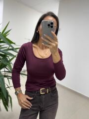 Mz 22801 Düşük Omuz Mürdüm Bluz