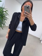 Art 1001 Kapüşonlu Fermuarlı Modal Siyah Takım