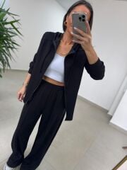 Art 1001 Kapüşonlu Fermuarlı Modal Siyah Takım