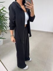 Art 1001 Kapüşonlu Fermuarlı Modal Siyah Takım