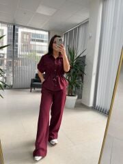 Fw 7225 Mürdüm Gold Düğmeli  Takım