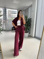 Fw 7225 Mürdüm Gold Düğmeli  Takım