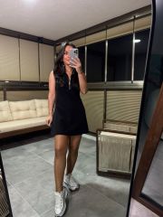 Ms Fermuar Yaka Kolsuz Crep Elbise