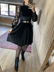 Kadife yarım balıkçı elbise