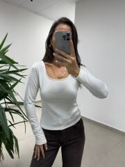 Mz 22801 Düşük Omuz Ekru Bluz