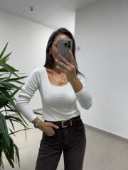 Mz 22801 Düşük Omuz Ekru Bluz