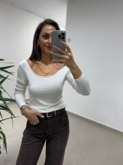 Mz 22801 Düşük Omuz Ekru Bluz