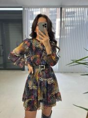 1516 Gold Kare Tokalı Siyah Kemer