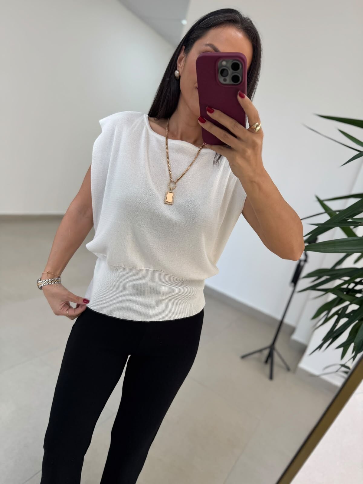 Po 2878 Oversize Dökümlü İnce Triko Ekru Bluz