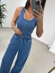 İv 24118 Dört Düğmeli Fitilli Mavi Bluz