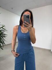 İv 24118 Dört Düğmeli Fitilli Mavi Bluz