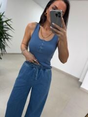 İv 24118 Dört Düğmeli Fitilli Mavi Bluz