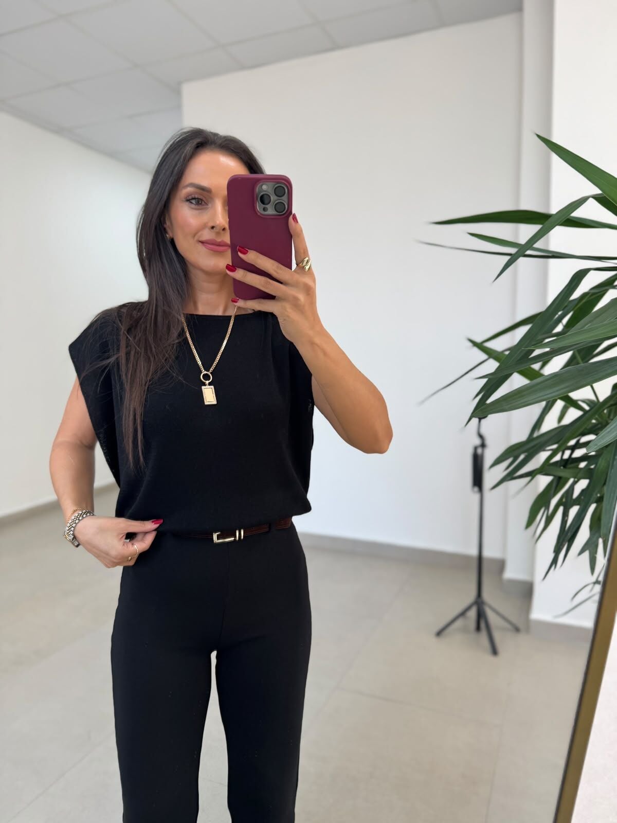 Po 2878 Oversize Dökümlü İnce Triko Siyah Bluz