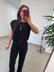 Po 2878 Oversize Dökümlü İnce Triko Siyah Bluz