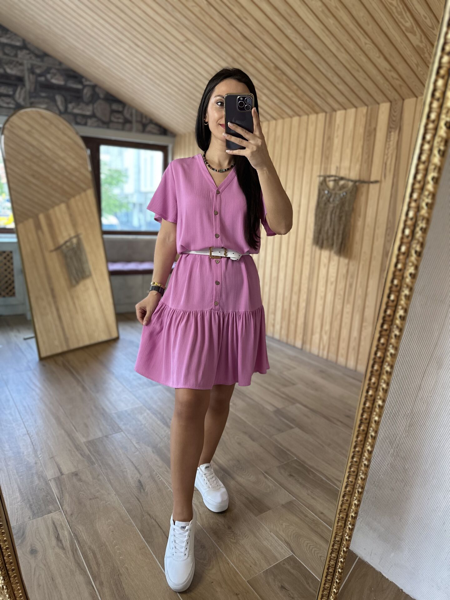 Brsk pink elbise