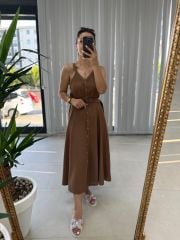 Mng Askılı Kahve Gömlek Elbise