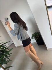 Dv 60985 Peplum Düğmeli Triko Gri Ceket Hırka