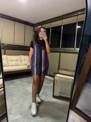 Ms Renk Geçişli  Crep Elbise