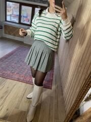 Openwork green striped knitwear