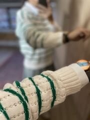 Openwork green striped knitwear