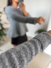 Dv 60985 Peplum Düğmeli Triko Gri Ceket Hırka