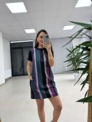 Ms Renk Geçişli  Crep Elbise
