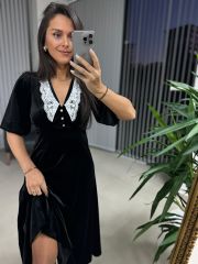My 3628 Lace Collar Velvet Dress