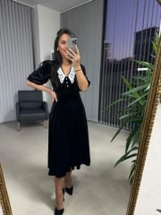My 3628 Lace Collar Velvet Dress