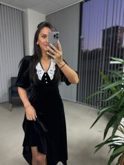 My 3628 Lace Collar Velvet Dress