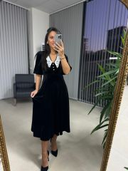 My 3628 Lace Collar Velvet Dress