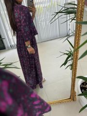 My 3154 Mor Çiçek Desenli Elbise