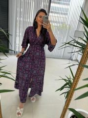 My 3154 Mor Çiçek Desenli Elbise