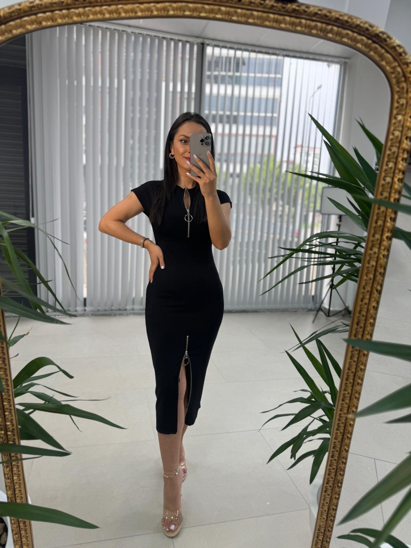 Ms Fermuarlı Siyah Kalem Elbise