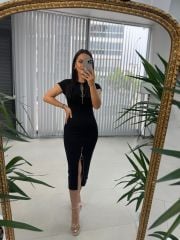 Ms Fermuarlı Siyah Kalem Elbise