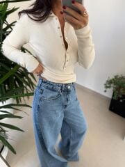 Dv 10686 Dik Yaka Çıt Çıtlı Ekru Triko