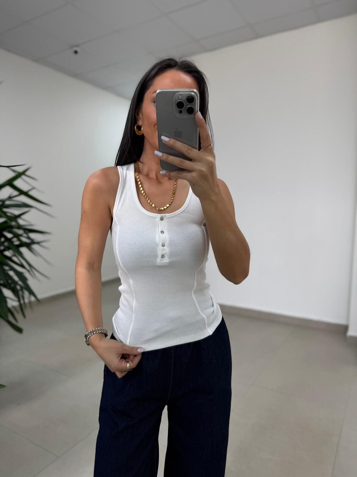 İv 24118 Dört Düğmeli Fitilli Ekru Bluz