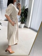 Cr 1553 Taş Bel Büzgülü Elbise