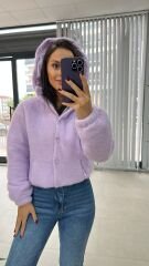 Yumoş Lila Kapüşonlu Mont