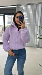 Yumoş Lila Kapüşonlu Mont