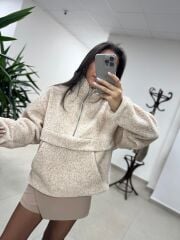 Mzr 22828 Bej Dik Yaka Yumoş Polar Sweat