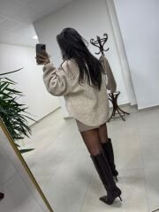 Mzr 22828 Bej Dik Yaka Yumoş Polar Sweat