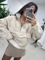 Mzr 22828 Bej Dik Yaka Yumoş Polar Sweat