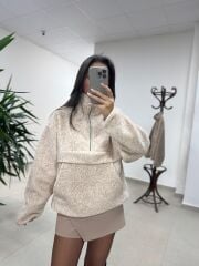 Mzr 22828 Bej Dik Yaka Yumoş Polar Sweat